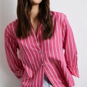 Lauren Ralph Lauren Vibrant Pink and White Striped Shirt